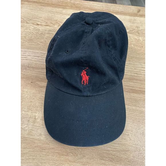 Ralph Lauren Unisex Baseball Cap Dark Navy Blue Hat, Red Polo Design - Picture 6 of 7
